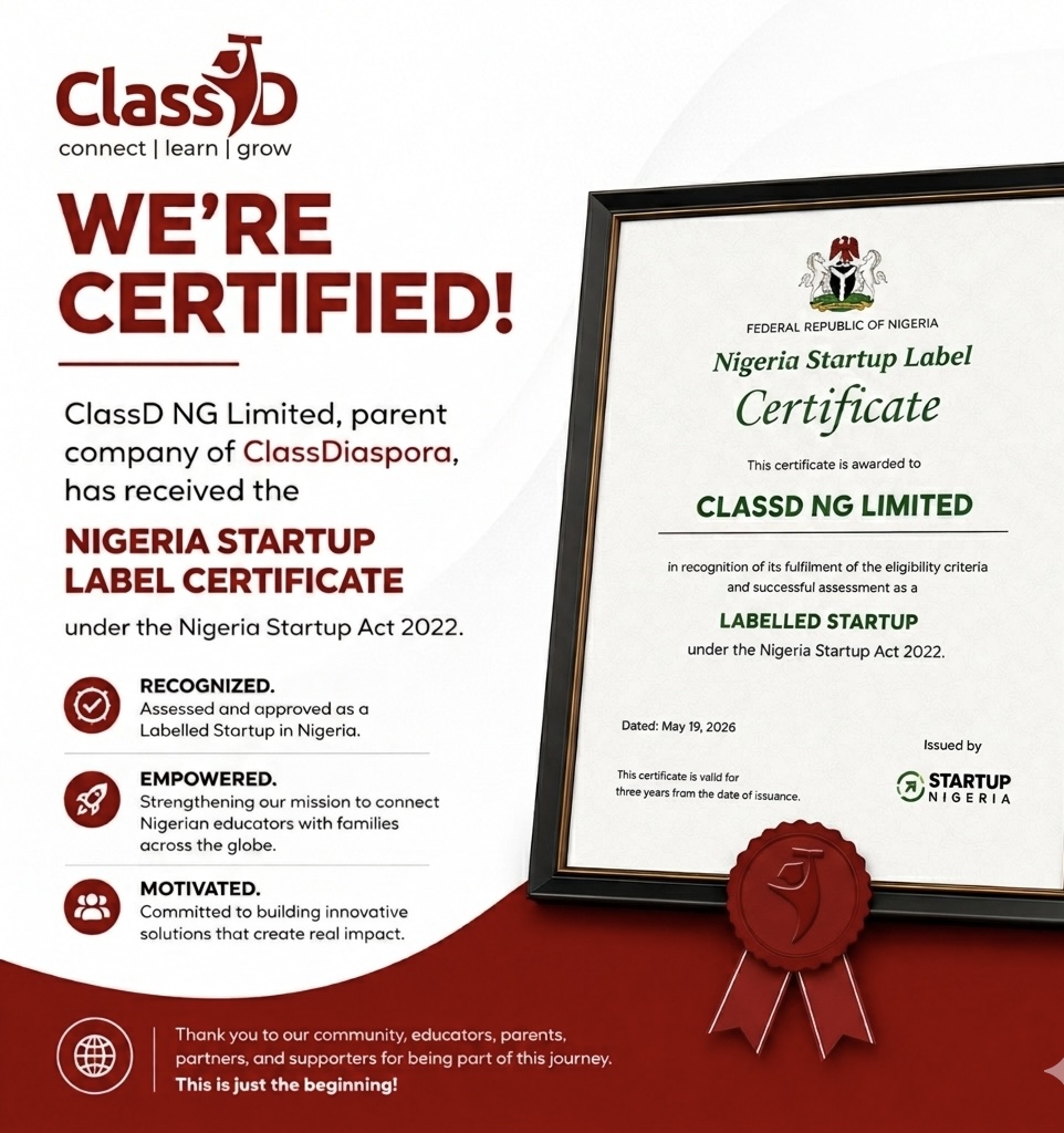 ClassDiaspora Receives Nigeria Startup Label Certification